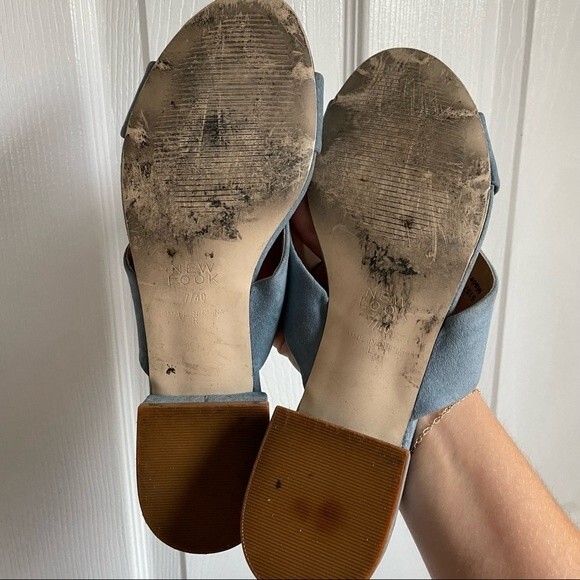 New Look blue suede heeled sandals size 40/9.5 womens wide fit - Picture 3 of 4